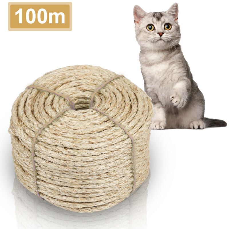 EINFEBEN Corde en Sisal Naturelle pour de Chat Scratch Pilier Arbres à Chat Décoration de Bricolage de Jardin et Maison 10000x0.8cm