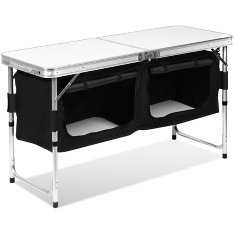 Randaco Cuisine de camping 2 compartiments 2 étagères - meuble de rangement cuisine, cuisine de camping, equipement camping - noir