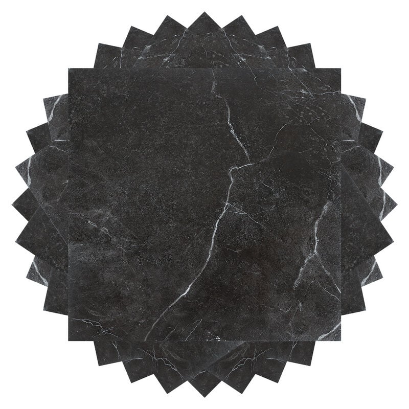 Dalles de sol pvc adhésives -1 Boites de 11 dalles vinyle auto-adhésives - Marbre noir - ca.1 m² - Randaco