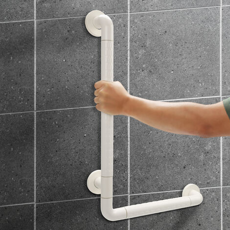 Maniglione bagno disabili, barra di ausilio angolare, 90° 400x400mm, diametro  Ø 32mm, acciaio inox 304 satinato - THIRARD