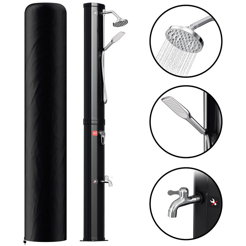 Hengda Douche solaire Douche de jardin avec pied Douche extérieure Douche solaire 35L (avec couvercle de protection)