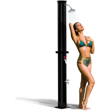 Randaco Douche solaire de jardin Douche de piscine 20L Douche de jardin Raccord tuyau d'arrosage résistant aux UV - noir
