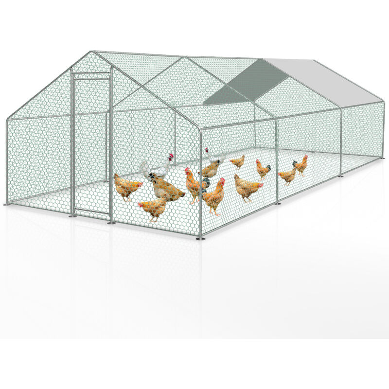 Randaco - swanew Enclos poulailler grillagé avec porte latérale et toit dôme 18 m² 6x3 m