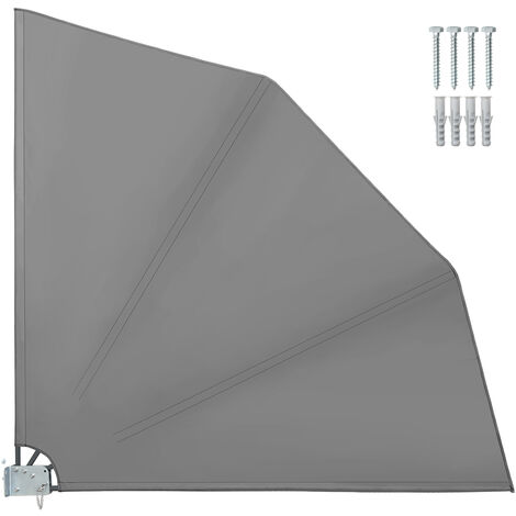 Randaco Éventail de balcon rabattable avec fixation murale Brise Vue Balcon Film anti regards Auvent latéral 160x160cm - Gris