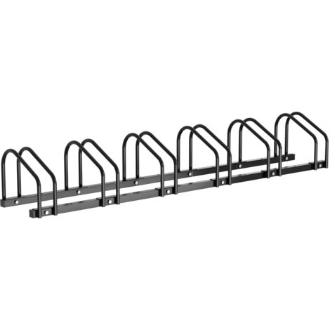 Randaco Fahrradständer für 6 Fahrräder, 160x32x26cm, aus verzinkt Stahl, Radständer, känn Boden/Wandmontage, für Reifenbreiten 3,5 - 5,5 cm, Schwarz