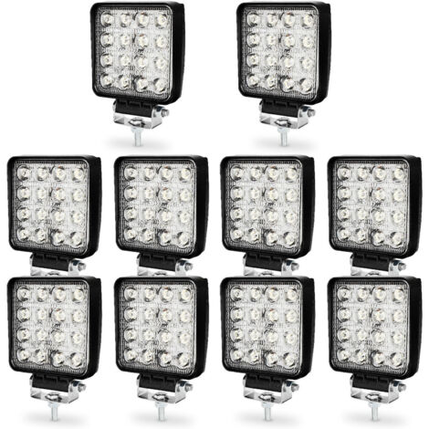 Randaco Faro da Lavoro 10 X 48W Piazza Fari Led 12V 24V Fari di Profondità Impermeabile IP67 Luci di Lavoro Fuoristrada per Moto Auto ATV SUV Trattore 6500K