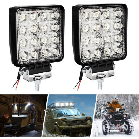 Randaco Faro da Lavoro 2 X 48W Piazza Fari Led 12V 24V Fari di Profondità Impermeabile IP67 Luci di Lavoro Fuoristrada per Moto Auto ATV SUV Trattore 6500K