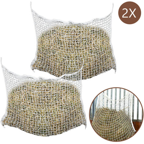 Randaco Filet à foin 2 pcs Carré 1.2 x 0.9 m 100 % PP Mangeoires & abreuvoirs pour bétail 30 x 30 mm