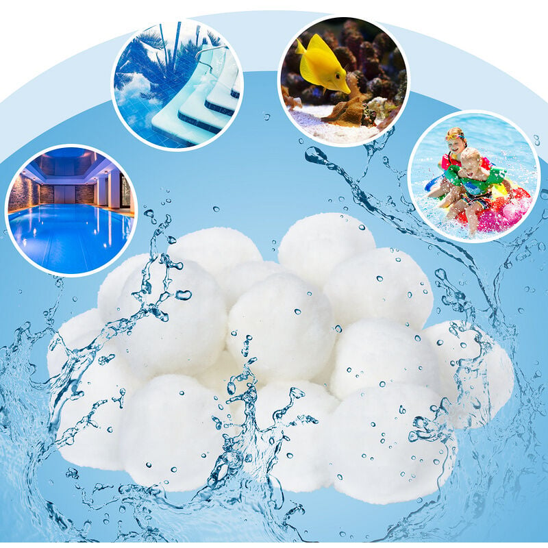 Swanew - Filter Balls 700g - 1400 g, balles filtrantes piscine pour filtre à sable pour aquarium de de piscine- 2100g Blanc