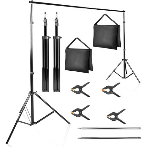 2*3m Fotohintergrund Stativ Stand Kit mit 1.6*4m grün schwarz weiß Hintergrund 