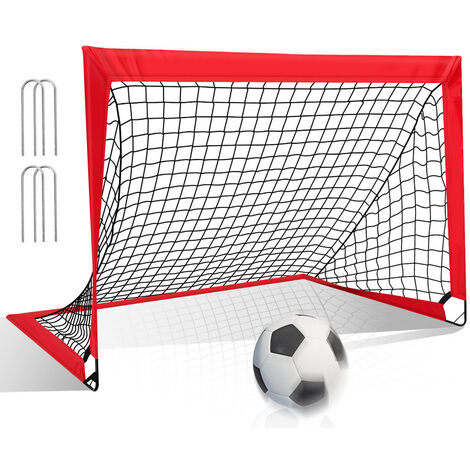 Randaco Fußballtor Faltbares Tragbares Fußballnetz Mini Fußball Tor für Kinder 120 x 90 x 90 cm - Rot