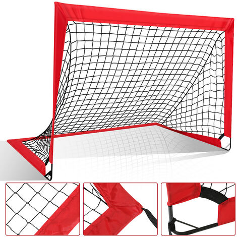 Randaco Fußballtor für Kinder, Klappbares Fußballnetz Mini-Fußballtor Falttor 120 x 90 x 90 cm - Rot