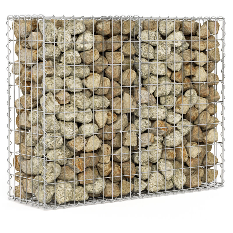 Randaco Gabion Gabions en pierre 100x80x30cm panier en pierre galvanisé à chaud avec 4 crochets pour mur en gabions et brise-vue