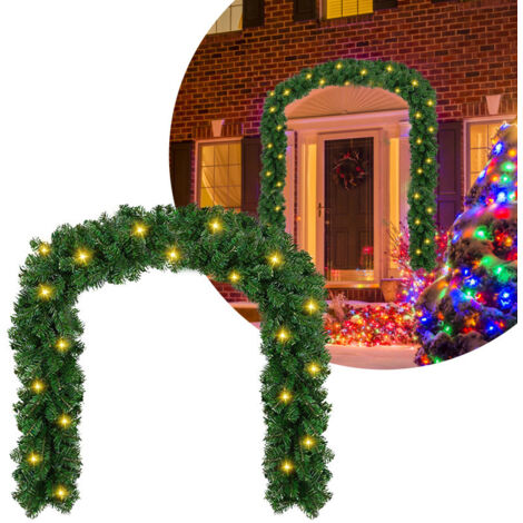 Randaco Ghirlanda di Natale con illuminazione ghirlanda di luci ghirlanda di abete decorazione natalizia per caminetti scale porte pareti 500 cm 100 LEDs
