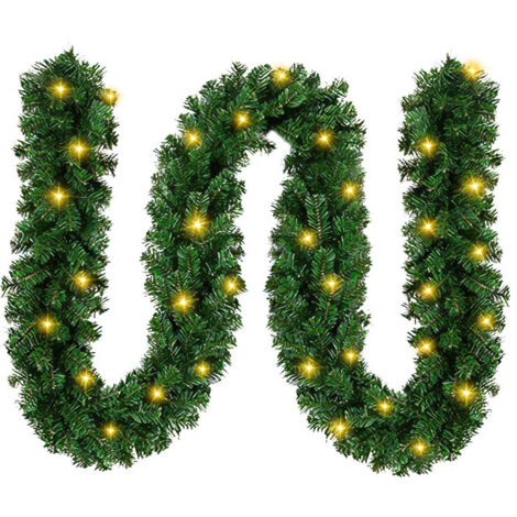 Randaco Ghirlanda di Natale con Luci 5M Ghirlanda porta di Natalizie Ghirlanda porta Anteriore Artificiale Decorazione di Natale Ghirlandeper Scale Festa di Nozze All'interno e All'esterno 100 LEDs