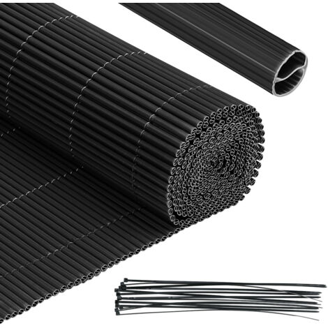 Randaco Gris 100x900cm Malla Ocultación PVC Efecto Bambú para Jardín y Balcón – Valla Ocultante, Cortavientos, Pantalla de Privacidad Exterior