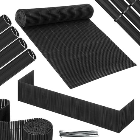Randaco Gris 90x400cm Malla Ocultación PVC Efecto Bambú para Jardín y Balcón – Valla Ocultante, Cortavientos, Pantalla de Privacidad Exterior