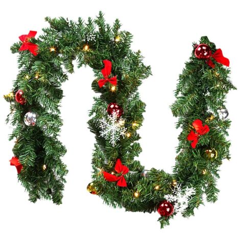 Randaco Guirnalda navideña Decoración navideña para pared, chimenea, escalera 5 m decorada con 100 LED