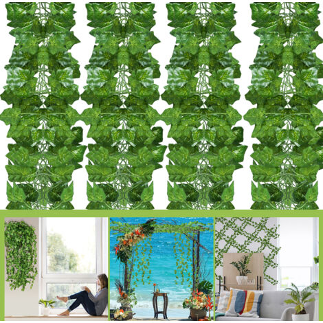 Randaco Hiedra artificial 12pcs - l. 24m - Seto artificial - Guirnalda de hiedra artificial - Decoración de jardín