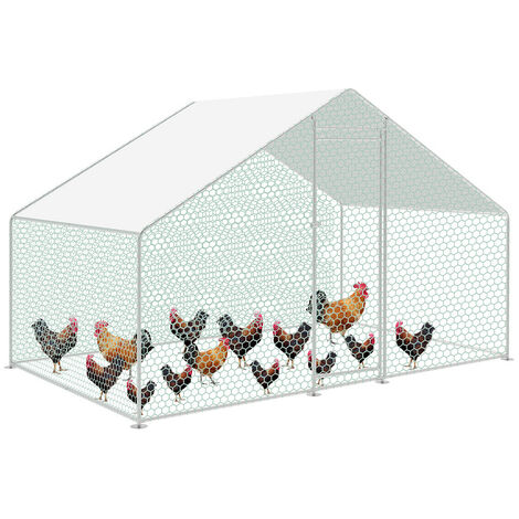 Randaco Hühnerstall Freigehege Hühnerhaus Kükenstall Tierlaufstall 3x2x2m Geflügelstall - Silber