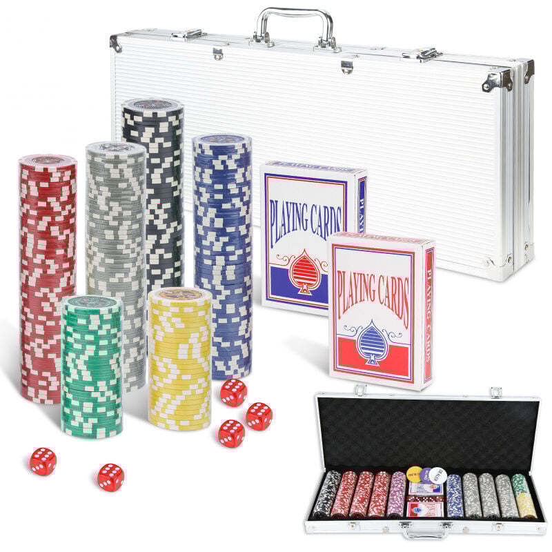 Randaco - swanew Jetons de poker 300 jetons lasers Malette de Poker Coffret de Poker Aluminium Argent