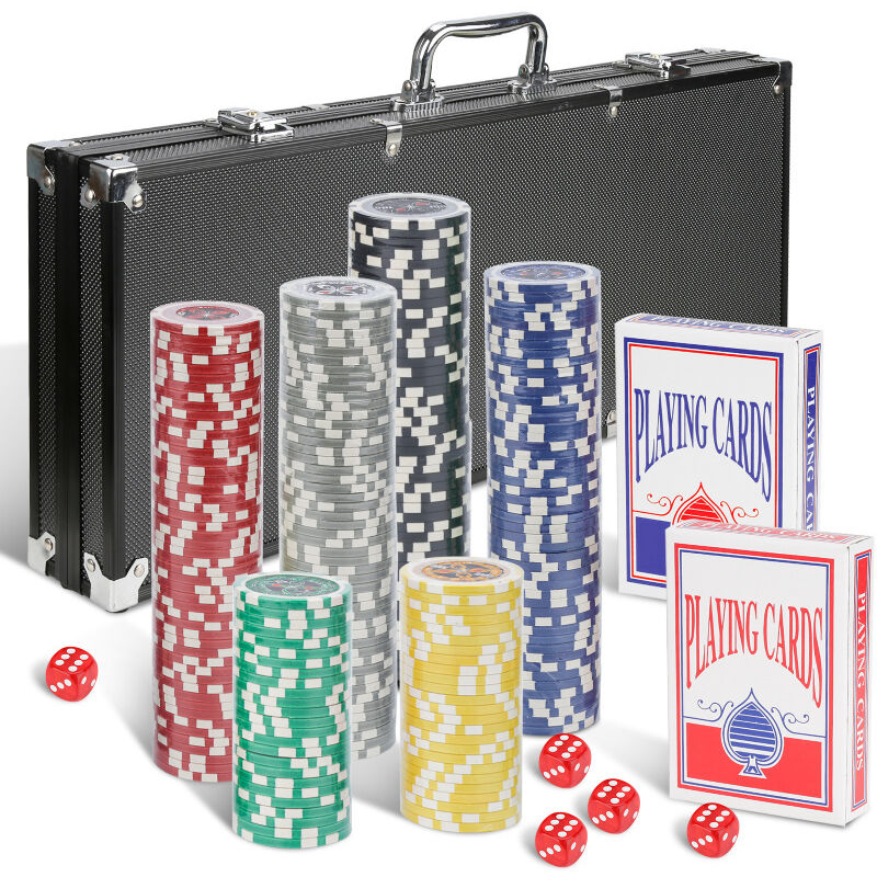 Randaco - einfeben Jetons de poker Coffret de Poker en Aluminium avec 300 jetons lasers Malette de Poker Noir