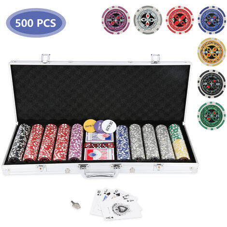 vidaXL Jeu de Poker Blackjack Mixte 600 Jetons Laser Aluminium Cartes à Jouer 