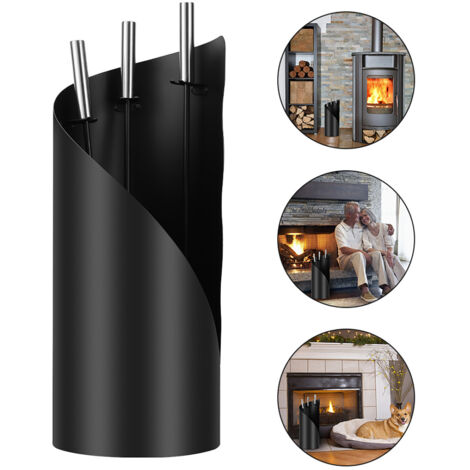 Randaco Juego de limpieza de chimeneas de acero inoxidable de 4 piezas con gancho, pala para cenizas, cepillo para chimeneas y soporte de 50 cm.