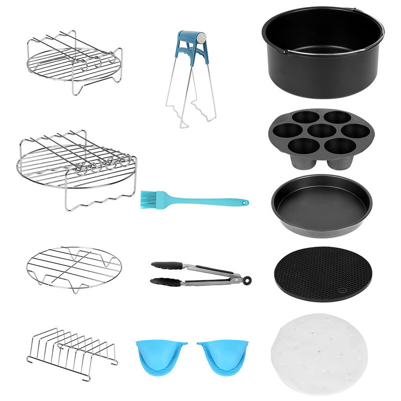 Randaco - TolleTour Kit d'accessoires pour Friteuse à Air Électrique en Acier Inoxydable 12pcs 8 PoucesKit d'accessoires pour Friteuse à Air