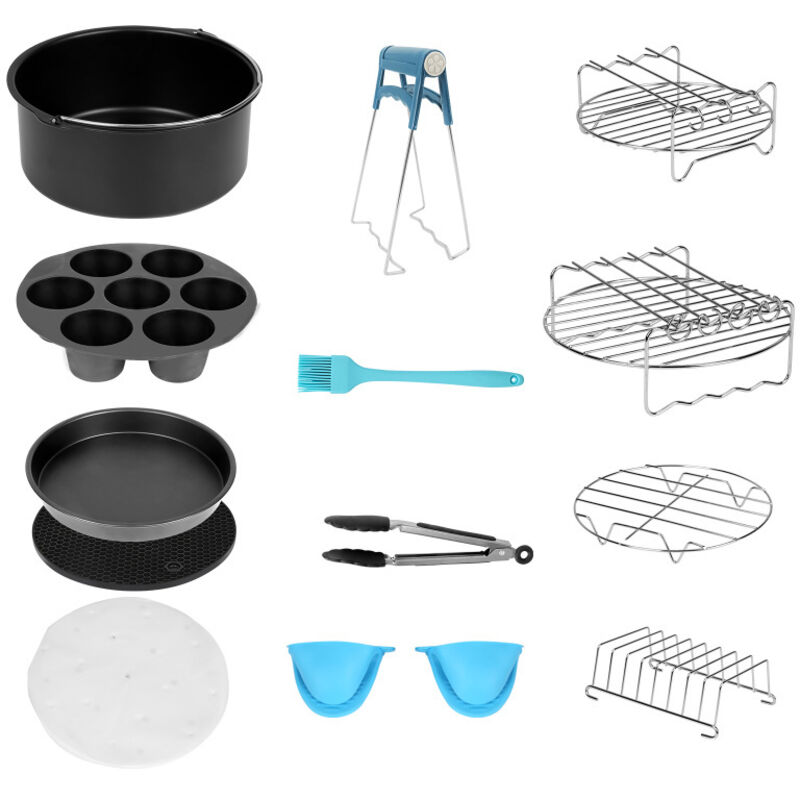 Randaco - einfeben Kit d'accessoires pour Friteuse à Air Électrique en Acier Inoxydable 12pcs 7 Pouces