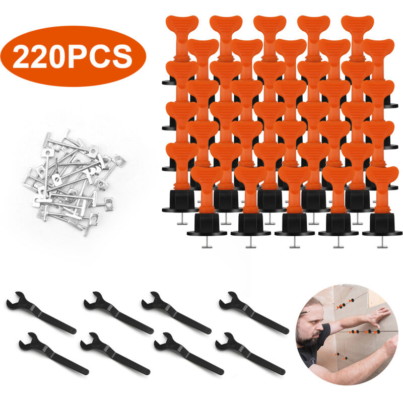 Randaco - einfeben Lot de 220 systèmes de nivellement pour carrelage réutilisables