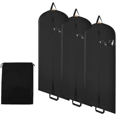 Randaco Kleidersack 3er 128x60cm Schutzhülle Kleiderhülle mit einem Griff schwarz Schuhsack