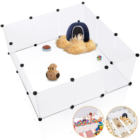 Randaco Kleintierkäfig Freigehege DIY Kleintiere Welpenauslauf Kaninchen Laufgitter Hasen Hamster - Weiß