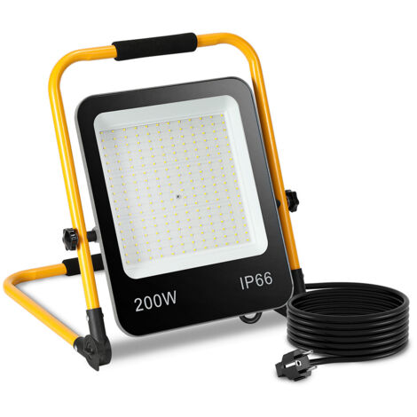 Randaco LED Baustrahler Fluter stativ 6000K Austellenlampe LED Fluter Floodlight IP66 200W