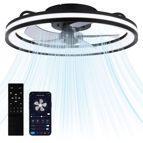 Randaco LED Deckenventilator mit Beleuchtung und Fernbedienung Dimmbar Deckenleuchte Schlafzimmer Wohn 48CM