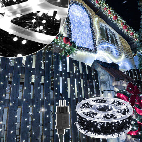 Randaco LED guirnalda de luces 200m 1000LED con 8 modos guirnalda exterior para interior Navidad boda fiesta jardín decoración blanco frío