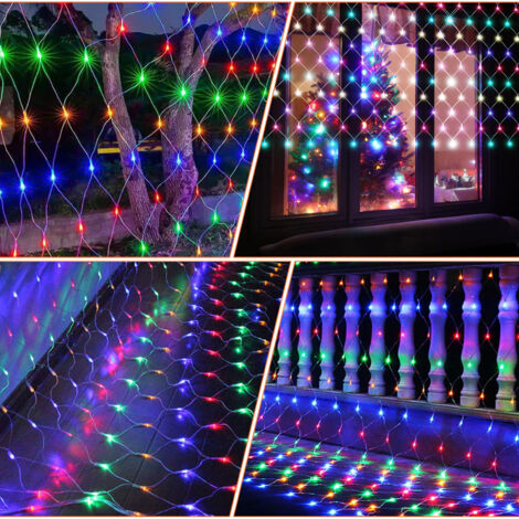 Randaco LED Illuminazione a catena luminosa a rete 8 modalità IP44 Festa di Natale all'esterno all'interno RGB 2x2M