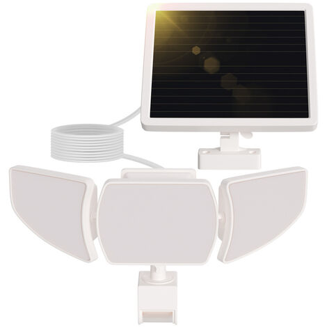 Randaco LED Solarleuchte solar strahler außen Solarlampen Gartenstrahler mit Bewegungssensor IP44 Infrarot-Sensorik für Außen Garten 3-Kopf