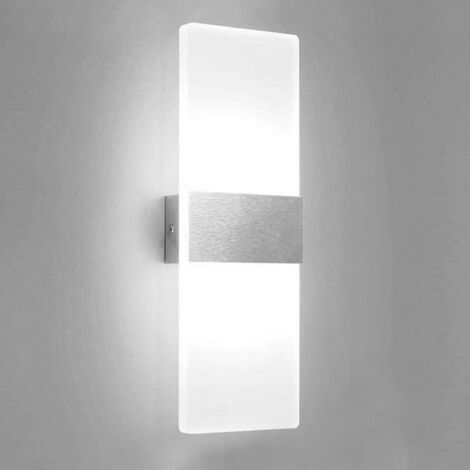 Randaco LED Wandleuchte Innen/Außen Wandleuchten Modern Wandlampe Wandbeleuchtung Treppenhaus Flur Kaltweiß 12W - Weiß