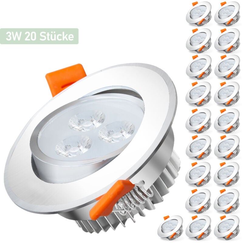 Swanew Lot de 20 spots à encastrer 3W Blanc chaud led spots orientables éclairage plafond