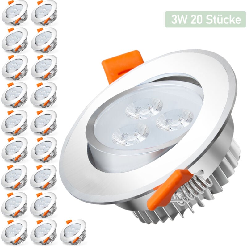 Swanew Lot de 20 spots à encastrer 3W Blanc froid led spots orientables éclairage plafond