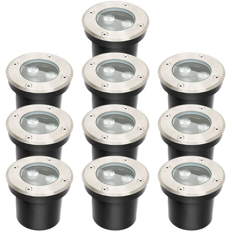 Randaco - Lumières enterrées, lampadaire de lampe de paysage enterré à led blanche pour jardin, éclairage extérieur 10x 3W