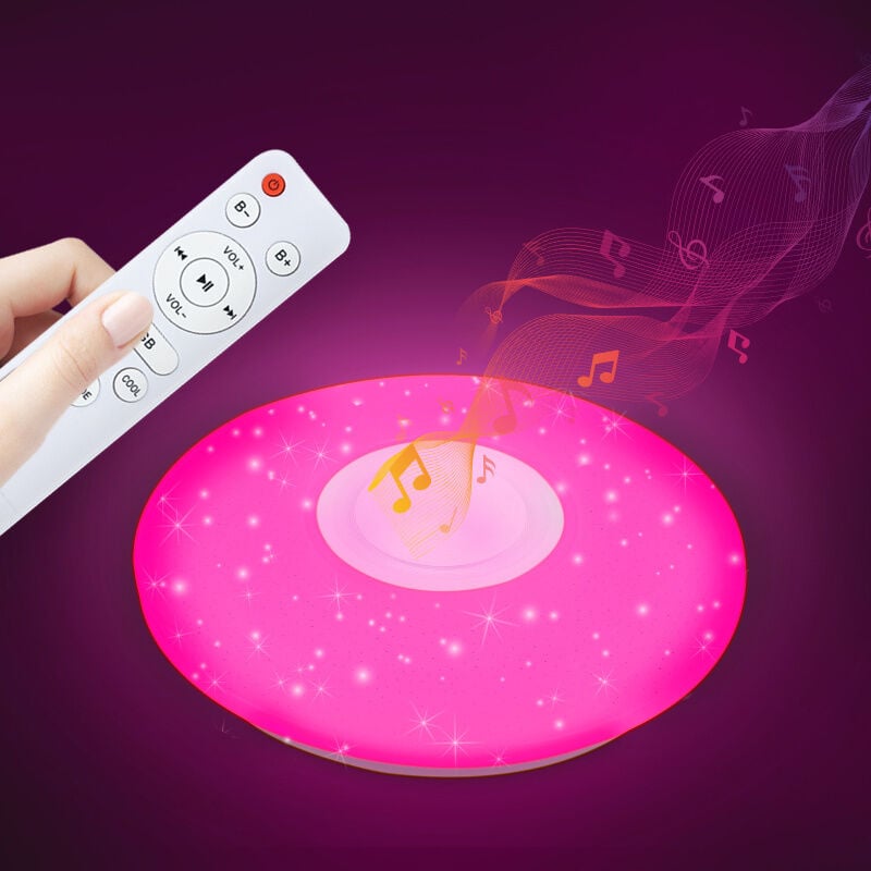 Einfeben Lustre de plafond led 36W avec effet ciel étoilé pour la cuisine, musique Bluetooth et haut-parleurs rgb