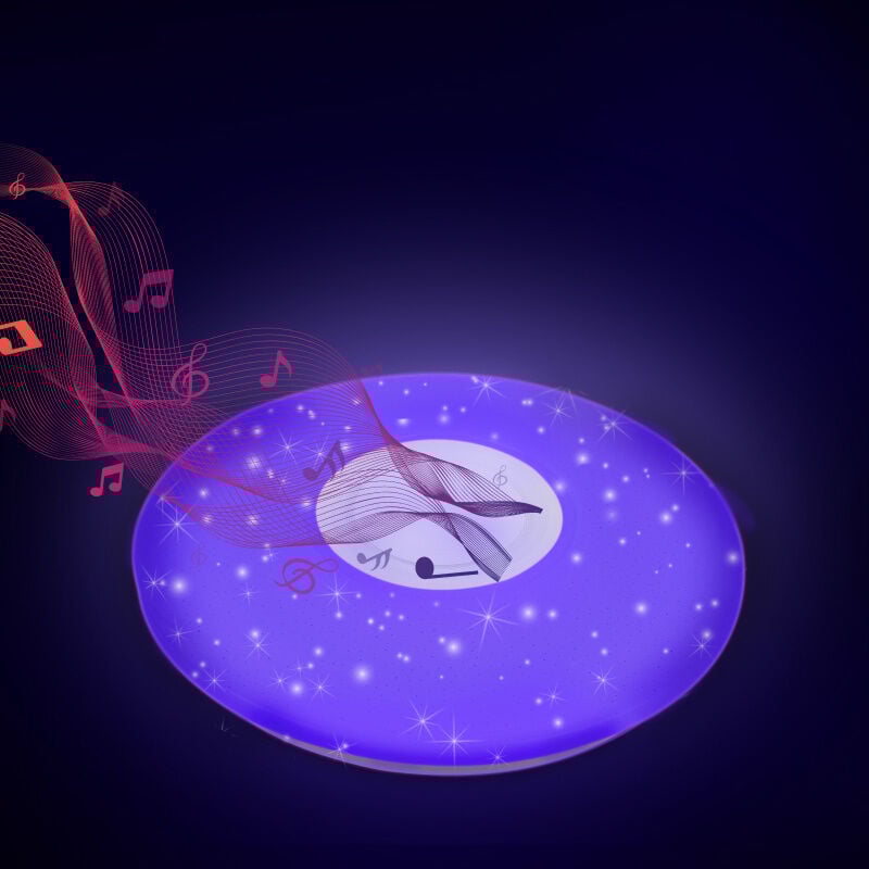 Einfeben Lustre de plafond led 36W avec effet ciel étoilé sans éblouissement, télécommande et fonction musique Bluetooth