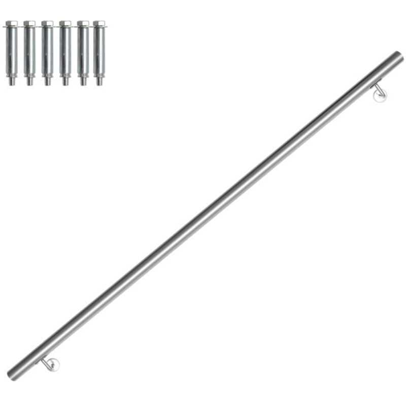 Randaco - einfeben Main courante inox rampe d'escalier rond intérieur & extérieur ø 42 mm support mural argenté 180cm