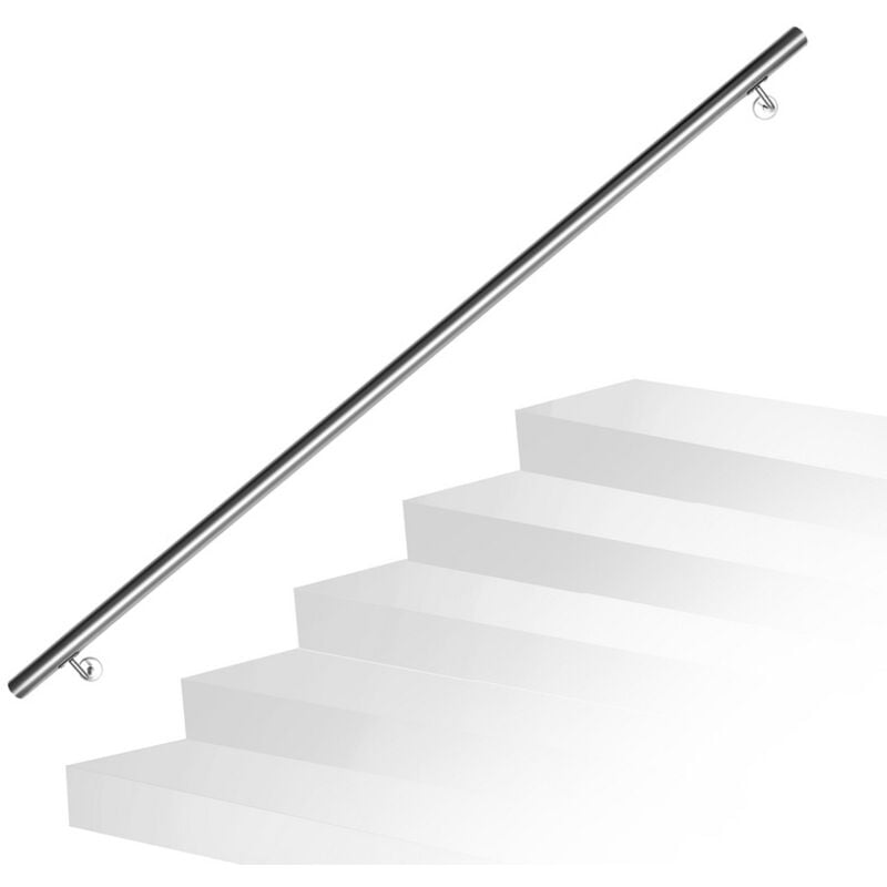 Randaco - einfeben Main courante inox rampe d'escalier rond intérieur & extérieur ø 42 mm support mural argenté 160cm