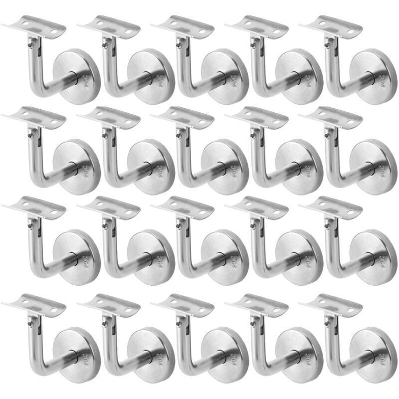 Support Main Courante Inox 304 pour Rampe Escalier Support Mural Rampe Bois Argent 20 Pièces