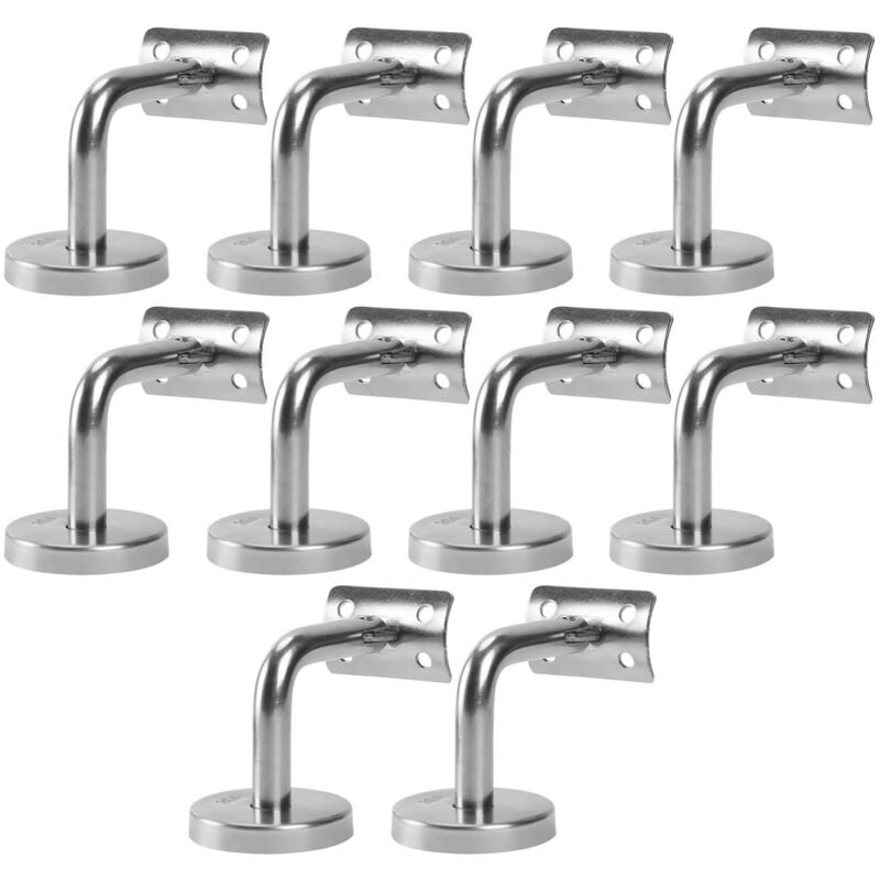 Randaco - Support Main Courante 10 Pièces Inox 304 pour Rampe Escalier Support Mural Rampe Bois Argent