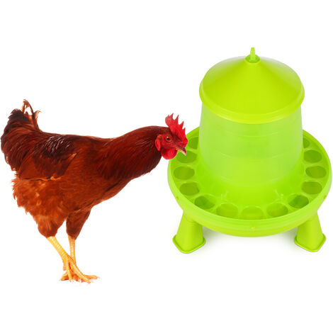 Randaco Mangiatoia in plastica con mangiatoia pensile a 3 piedi per polli e pollame - Verde