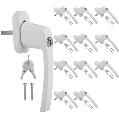 Randaco Maniglia per finestra bloccabile Pomello con meccanismo di chiusura identico Maniglia per finestra di sicurezza in alluminio bianco 12X